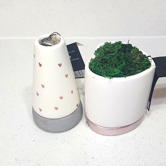 2 Ceramic & Cement Planters with tags. - Picture 1 of 8